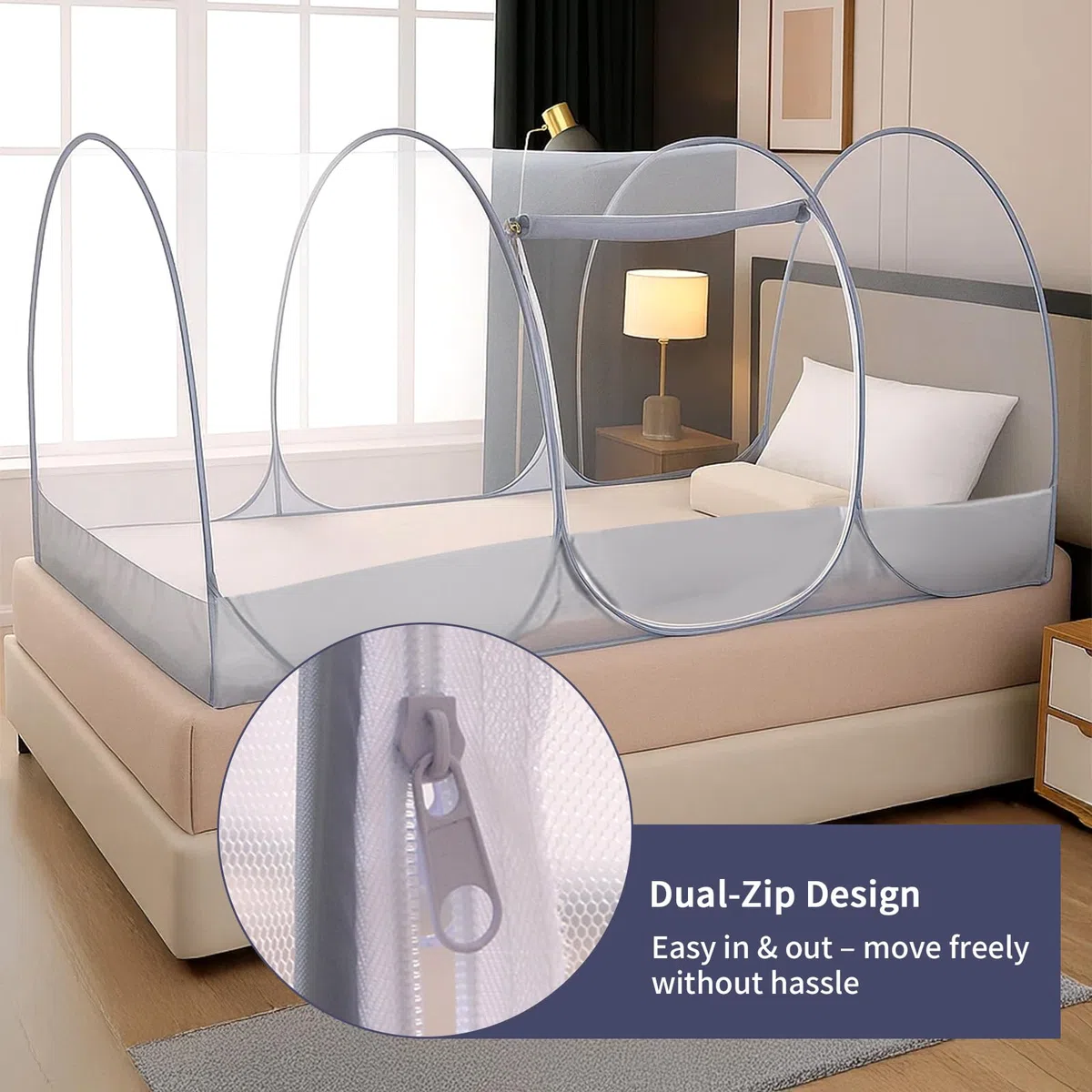 Zanzariera a baldacchino pieghevole, zanzariera per letto singolo per la famiglia con cerniera, tenda da campeggio portatile, zanzariera facile da installare per casa, campeggio, viaggio