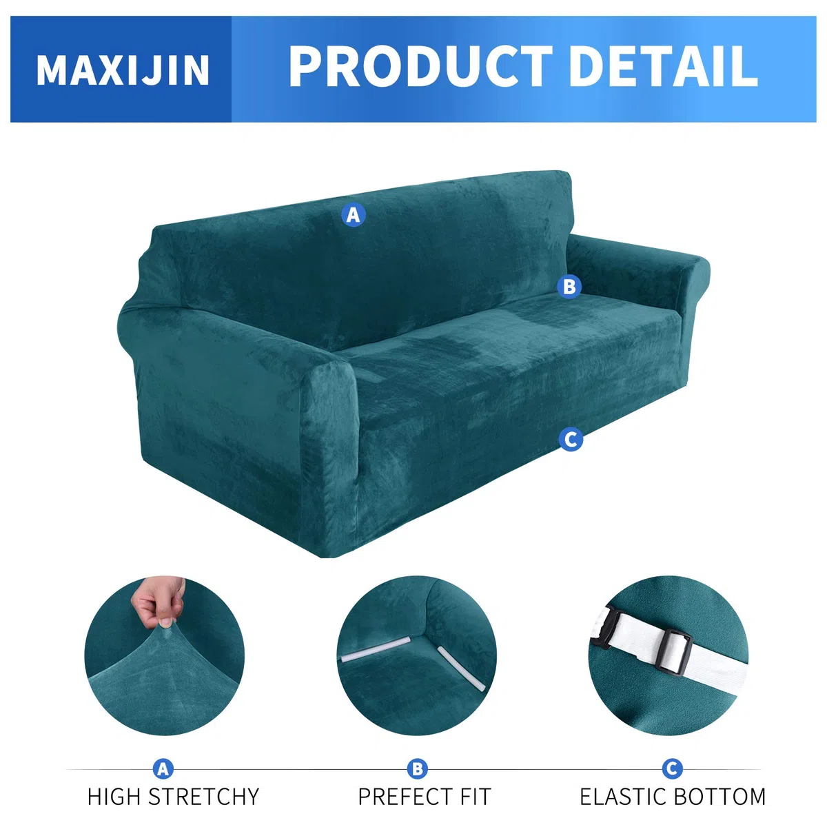 MAXIJIN Copridivano in velluto spesso Copridivano per divano a 2 posti Super elasticizzato per soggiorno Cani Gatto Pet Peluche Coprisedile Divano Coprivaso (2 posto, Velluto Verde Nerastro)