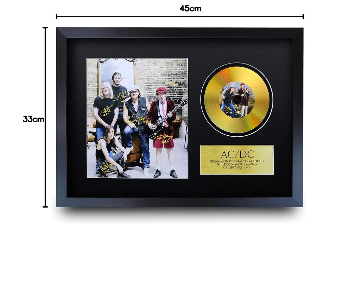 HWC Trading ACDC Malcolm Angus Young Brian Johnson - Immagine stampata autografata per fan di memorabilia musicali - 40,6 x 30,5 cm incorniciata