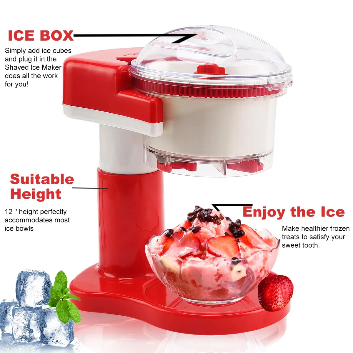 Tritaghiaccio Elettrico,Macchina per tritare il ghiaccio,Macchina del ghiaccio,50W 500ml,tritatutto per ghiaccio compatto,per Granite, Cocktail e Sorbetti