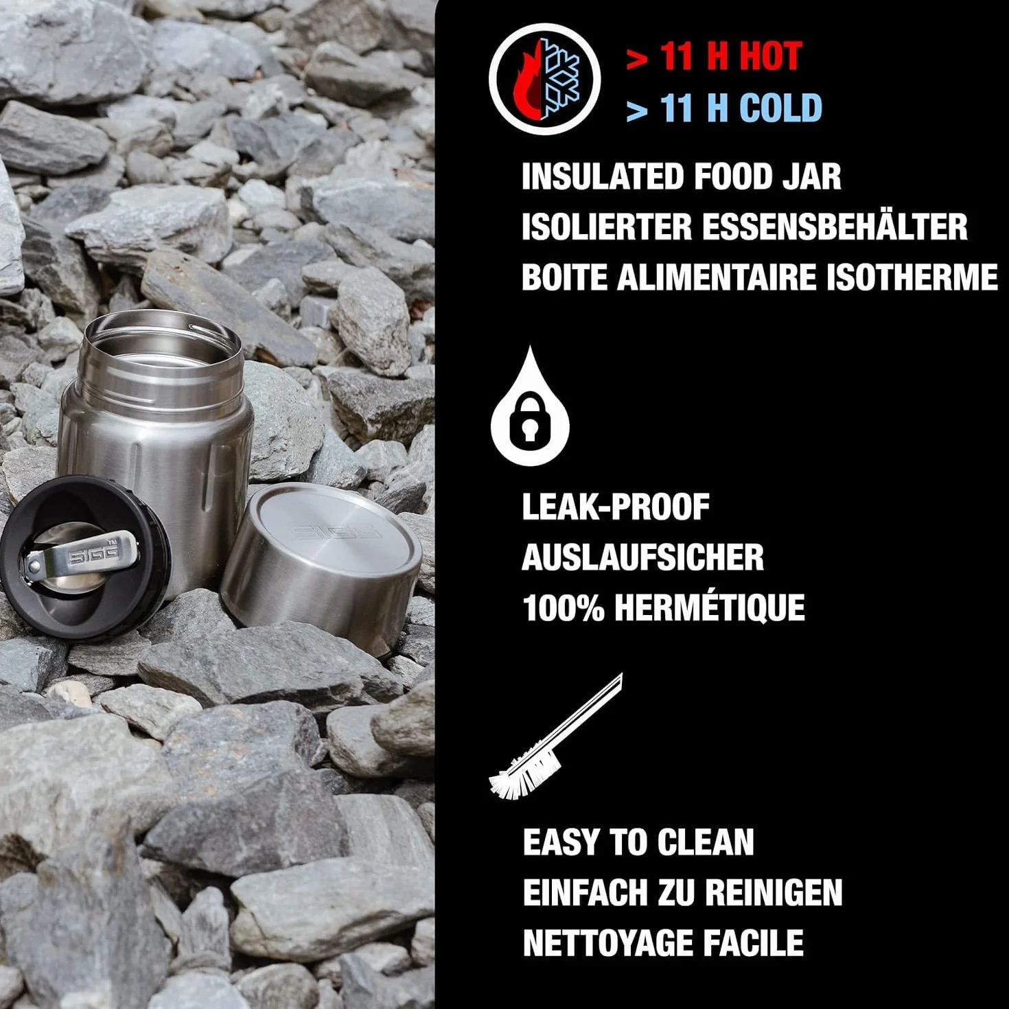 Sigg Gemstone Food Jar (0.5 L / 0.75 L), Portavivande Termico, Scuola ed Escursioni, Pratico Contenitore Termico in Resistente Acciaio 18/8