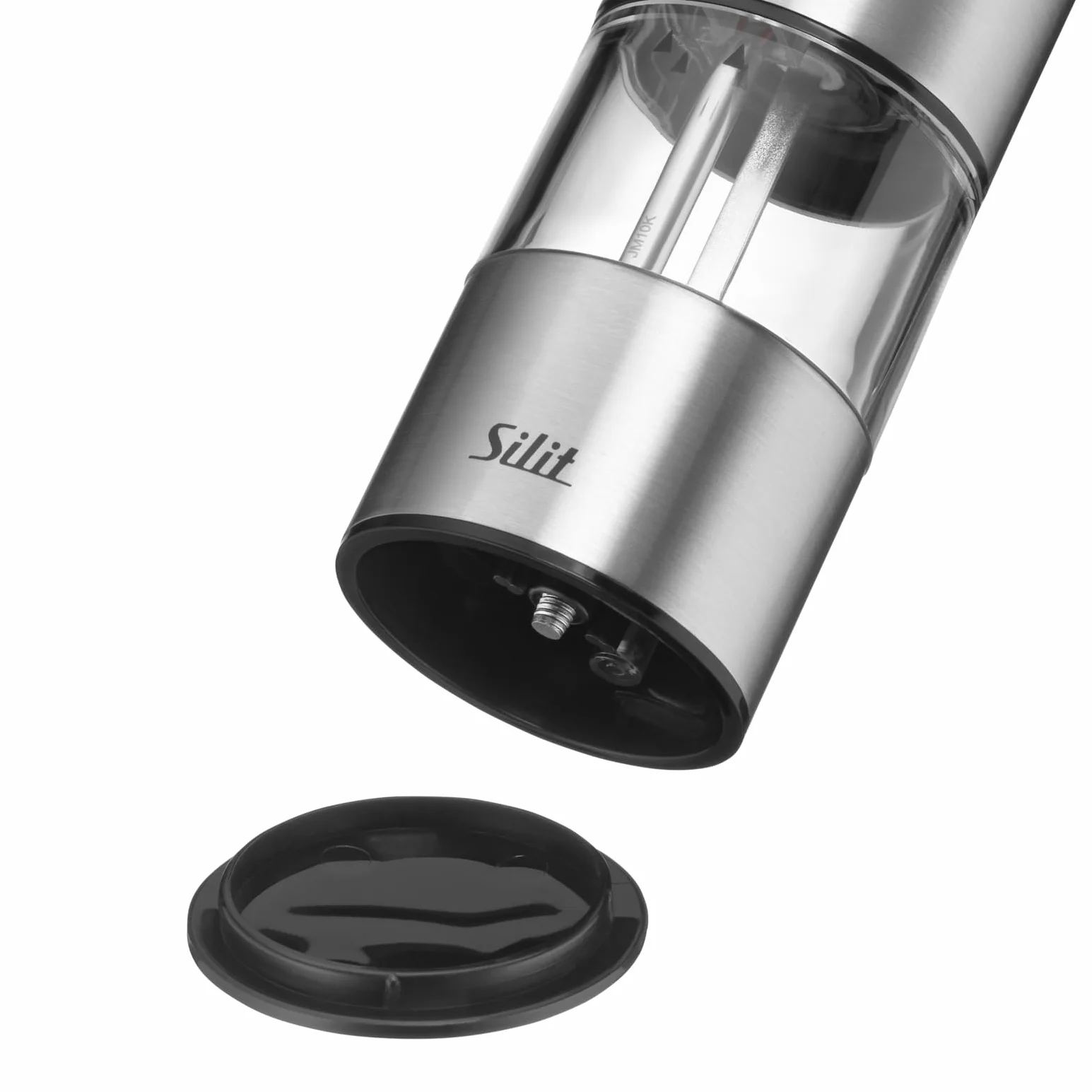 SILIT Set di 2 macinasale e pepe elettrico | acciaio inox | macina in ceramica – spessore macinino regolabile | illuminazione a LED con batterie incluse