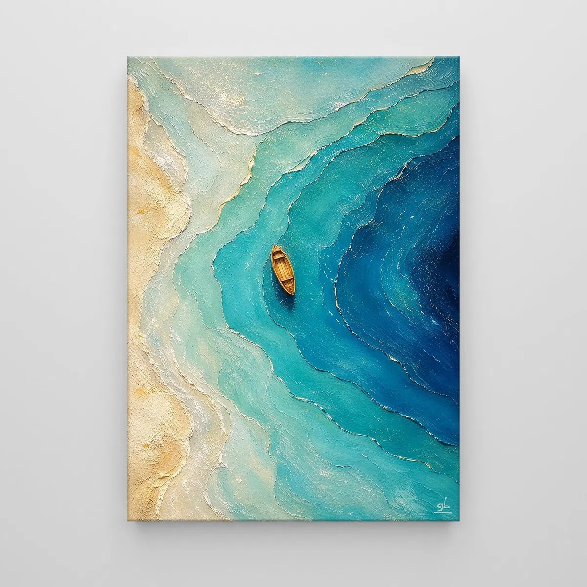 Giallobus - Quadro - 25 - Barca solitaria - Tela Canvas Telaio Standard - 35L x 50l cm - Pronto da appendere - Quadri moderni per la casa