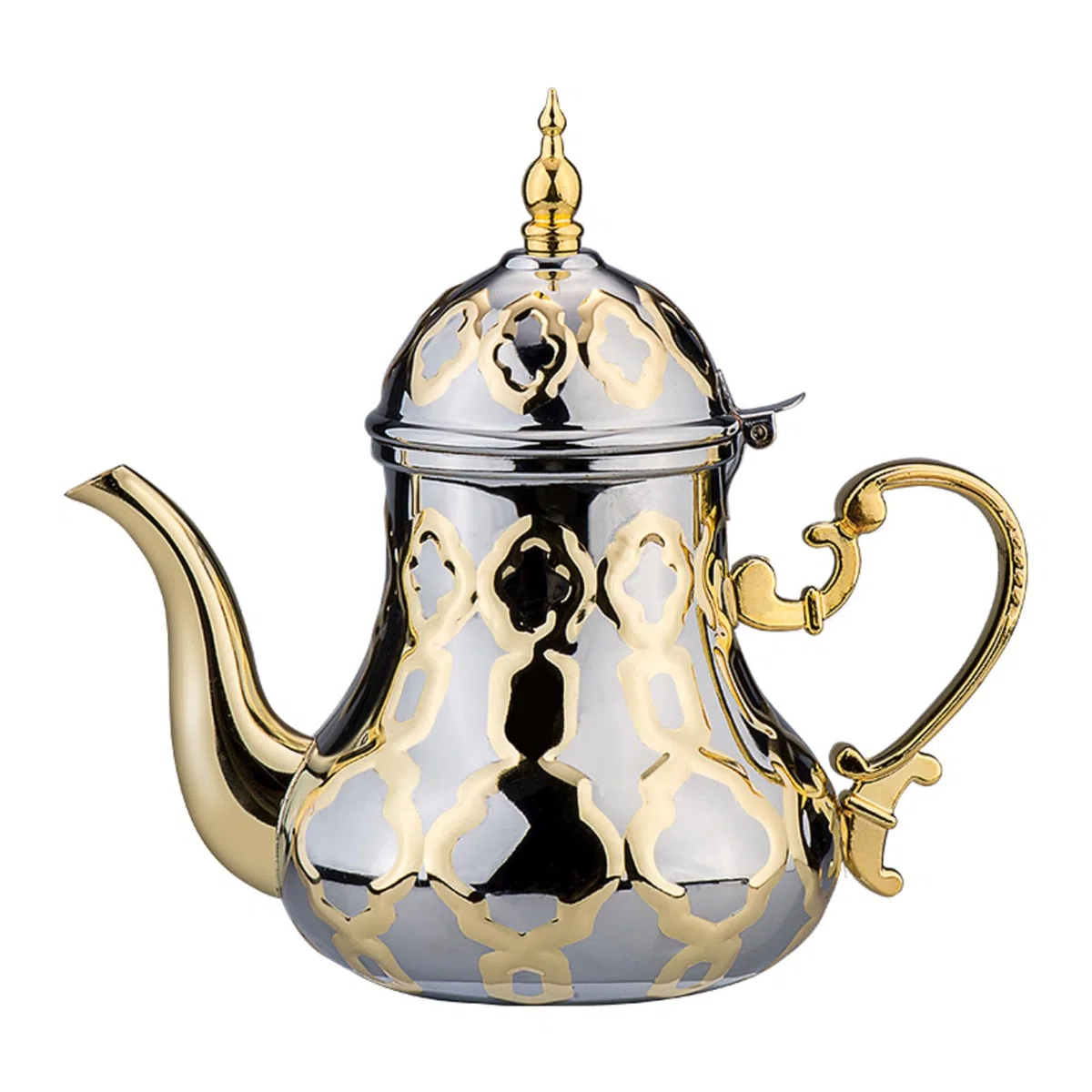 Theiere - Teiera marocchina, 1,2 l, stile arabo, in acciaio inox, per teiera marocchina, stile tradizionale religioso, teapot