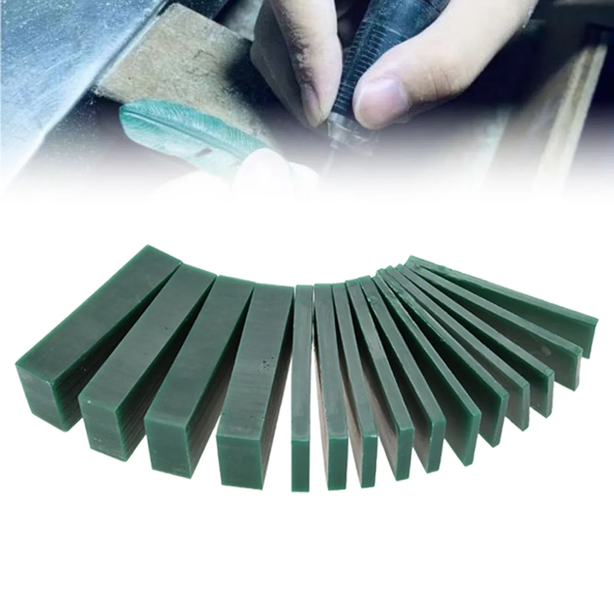 15 pezzi utensili per intaglio in cera verde, spessori 4/6/8/21/23 mm, ideali per creare modelli di anelli e gioielli strumenti professionali per la cera solida