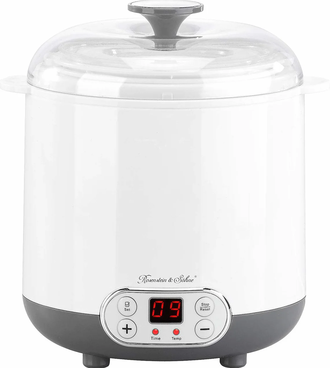 Rosenstein & Söhne Yogurtiere - preparatore di: Yogurtiera per yogurt greco, yogurt naturale e molto altro., Tempo e temperatura regolabili, 2 contenitori con volume di 1,5 e 1,35 litri (yogurtiera)