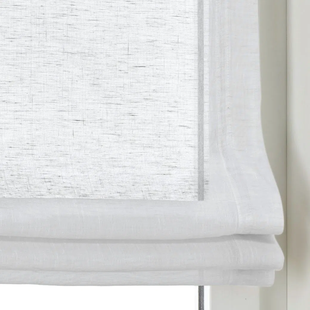 Tenda a rullo con occhielli Brondy, colore bianco semitrasparente, effetto lino con ganci senza foratura, larghezza 80 cm x altezza 140 cm
