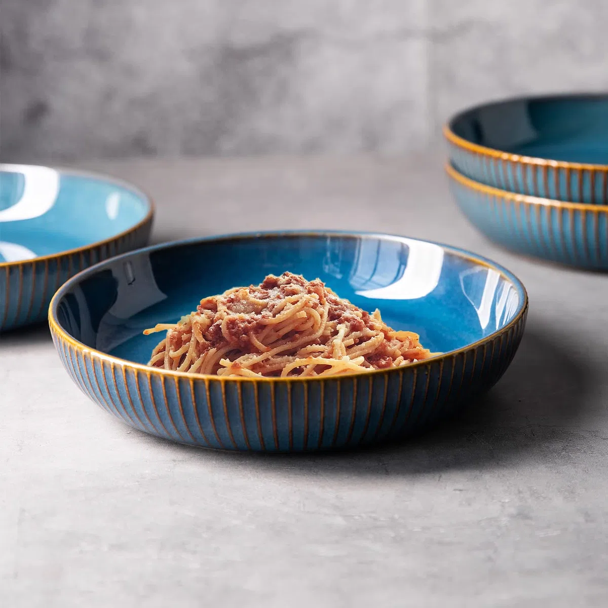 CSYY Ciotole per pasta, ciotole da portata in porcellana da 21 cm, servizio di piatti premium blu per insalata, pasta, frutta (2 pezzi)