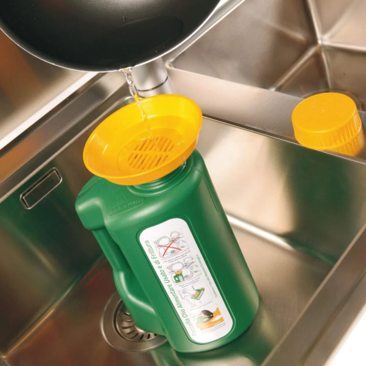 Tanica Tanichetta contenitore per olio esausto botticella botte bottiglia con imbuto raccolta oli alimenti 2,2 lt smaltimento raccolta differenziata Imbuto e griglia filtraggio plastica