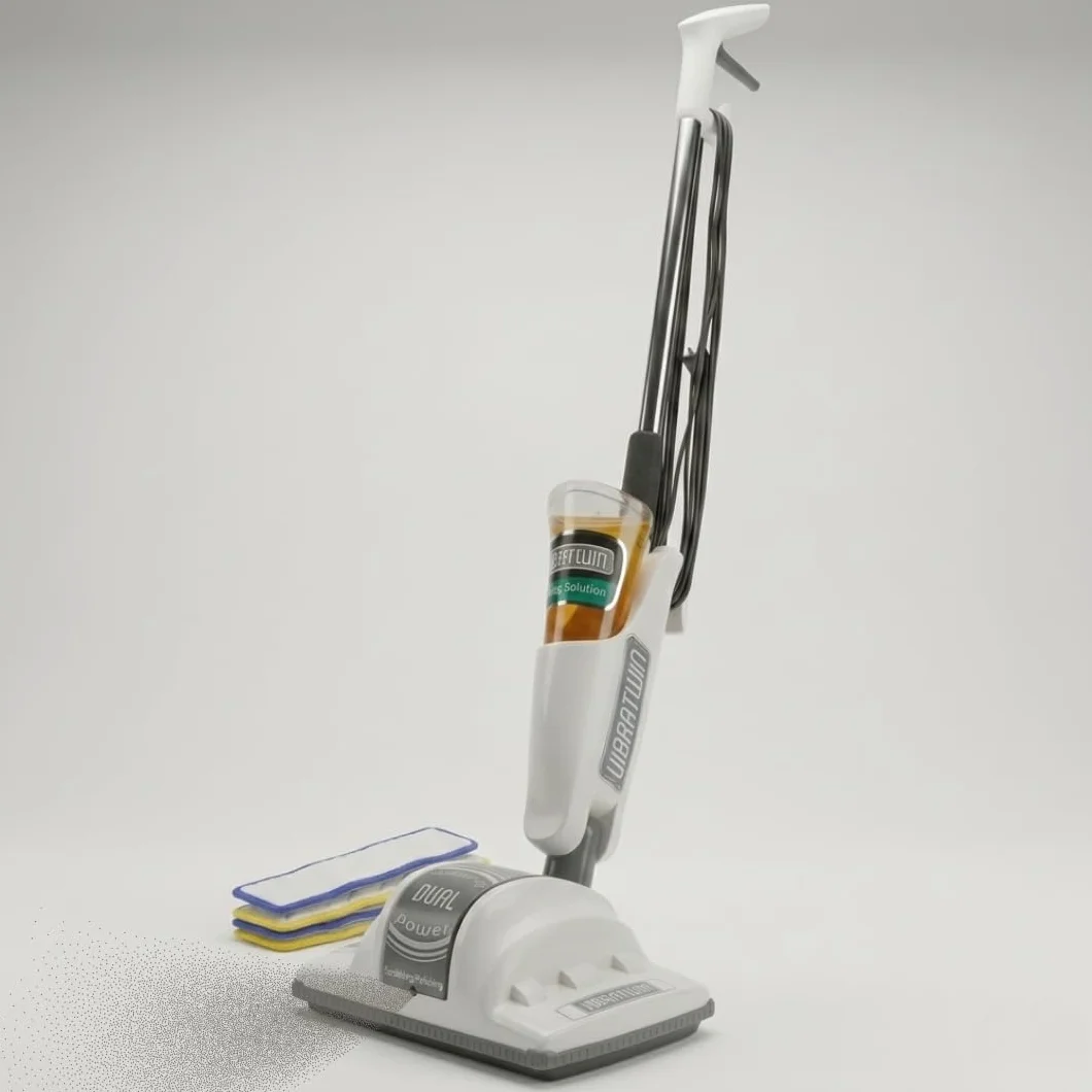 Lavapavimenti Elettrica VIBRATWIN Doppia Azione, Dispenser Detergente, Lucidatrice e Strofinatrice che Pulisce, Lucida Rinnova Pavimenti in Legno, Pietra, Parquet - Come Visto in TV -