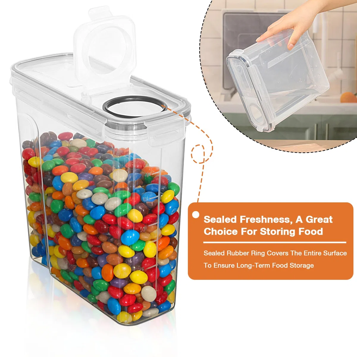 AiQInu 2.5L Contenitori Ermetici per Alimenti con Coperchio, 4 Pezzi Organizer Dispensa Cucina per Cereali in plastica per Conservare Cereali, Pasta, Farina, Cibo per Animali Domestici