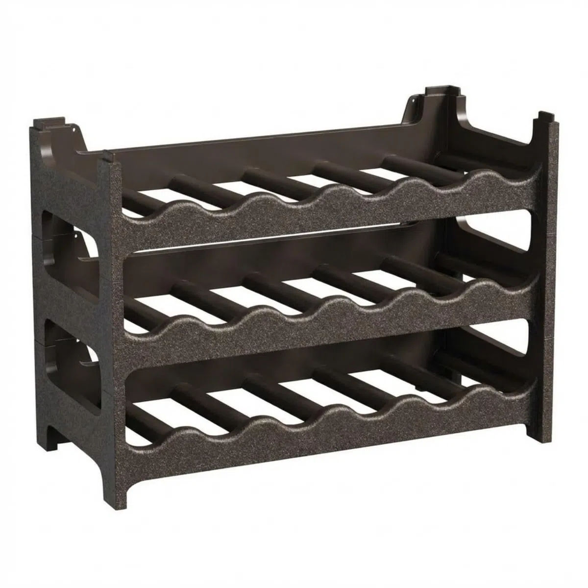CookandSupply x TheWV Cantinetta Vino in Plastica Modulare Impilabile, Portabottiglie Effetto Pelle Martellata, 6 Bottiglie per Modulo, Scaffale Portavino Salvaspazio - Marrone Corten, 18