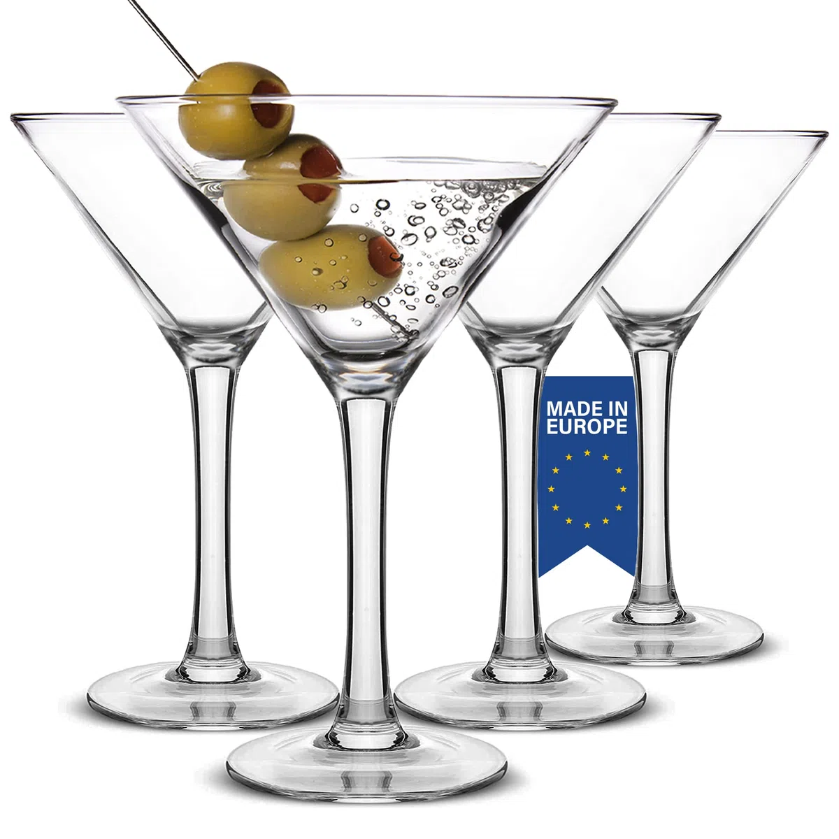 CRYSTALIA Set 4 Premium Bicchieri da Martini Cocktail 175 ml 100% SENZA PIOMBO. Set Coppa Vetro Martini Cocktail