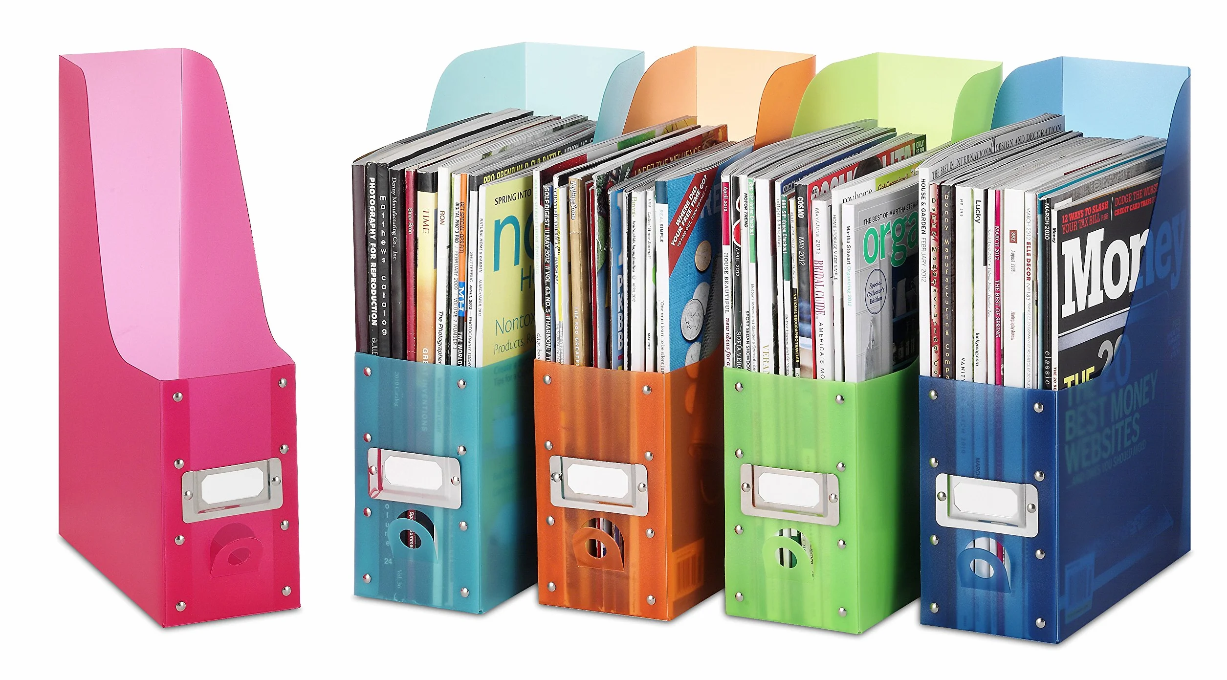 Whitmor Magazine Storage Desk Organizers-Black Conservazione, Metallo in Resina plastica, Assortiti, Set di 5, 5 unità