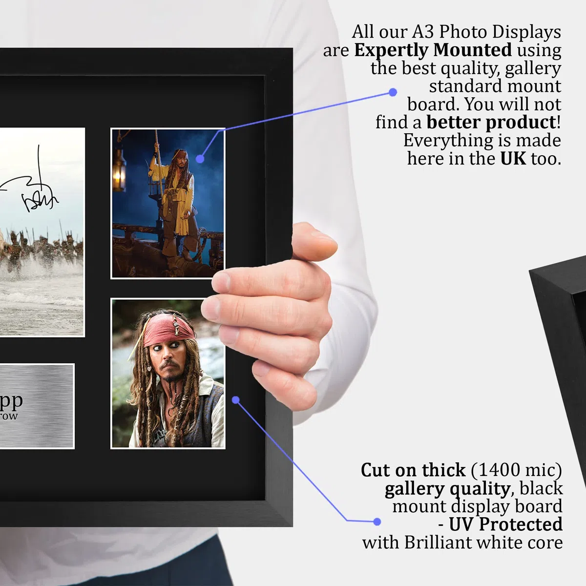 HWC Trading FR A3 Johnny Depp Pirates of the Caribbean I Regali Hanno Stampato L'Esposizione Firmata Dell'Immagine Dell'Autografo Per I Tifosi Di Memorabilia Di Film - A3 Framed