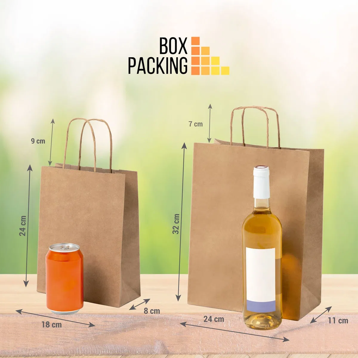 BOXPACKING | Sacchetti Carta con Manici | 50 Busta Regalo | 25 Buste Regalo Medie (32x24x11 cm) e 25 Sacchetti carta Piccoli (24x18x8 cm) | Shopping Bag | Borse Carta con Manico | Carta Kraft 115 g/m²