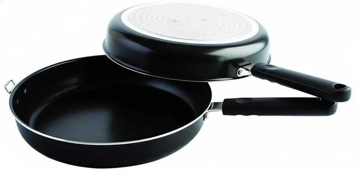 MGE - Girafrittata in Alluminio con Rivestimento Antiaderente - Padella Doppia per Frittata - Girafrittata Induzione - Padella per Frittata Doppia Antiaderente - Ø 26 cm