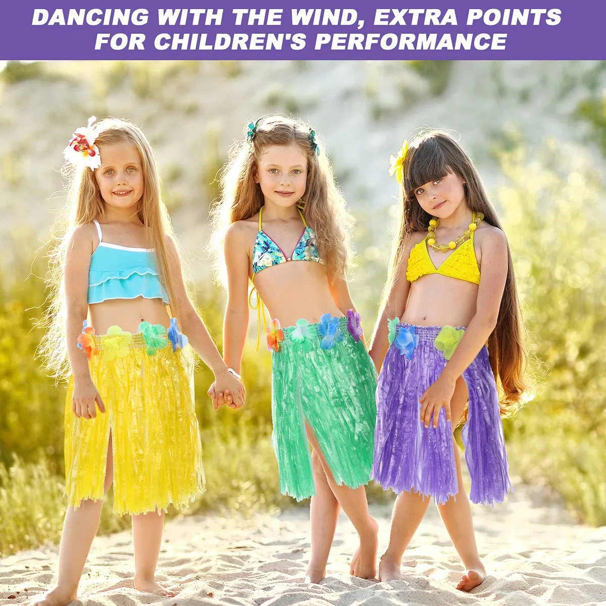 Sumind 20 Pezzi Gonne Hula Luau Hawaiian Gonne di Erba per Bambini Hula per Bambini Festa Luau, Festa di Compleanno a Tema, 30, 48 cm