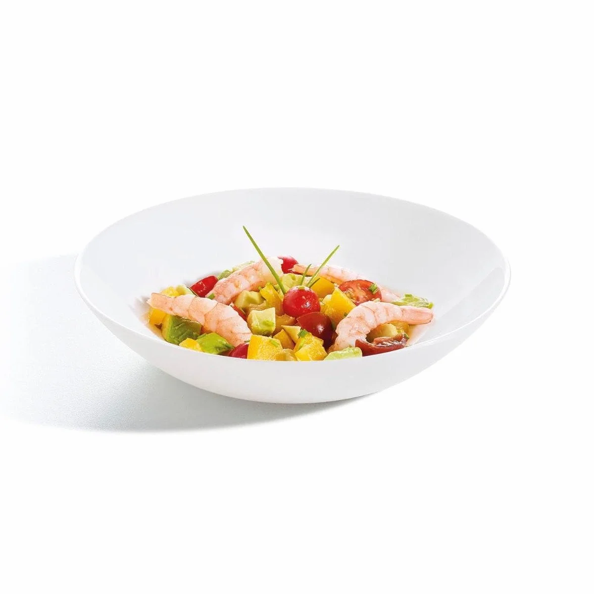 Luminarc - Diwali, Set di 6 piatti fondi senza ala in vetro opale extra resistente, 20 cm, colore bianco