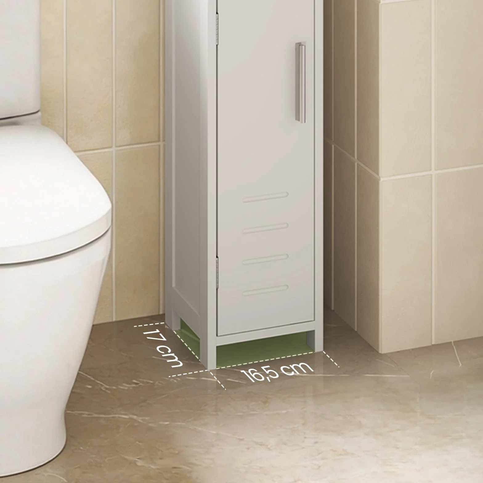 EUGAD Porta Carta Igienica da Terra, Mobile a Colonna, Mobiletto da Bagno Salvaspazio Stretto con Anta, Portarotolo Carta Igienica Bianco, in Legno, 18x18x71 cm
