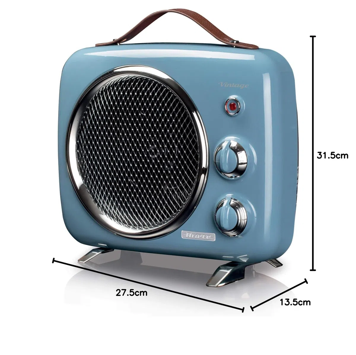 Termoventilatore Vintage, Freddo e Caldo, Termostato regolabile, Maniglia per facile trasporto, 2000 W, Celeste