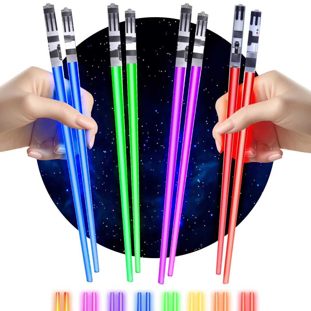 ChopSabers Lightsaber - Bacchette luminose a LED (4 paia, rosso, verde, blu, viola)