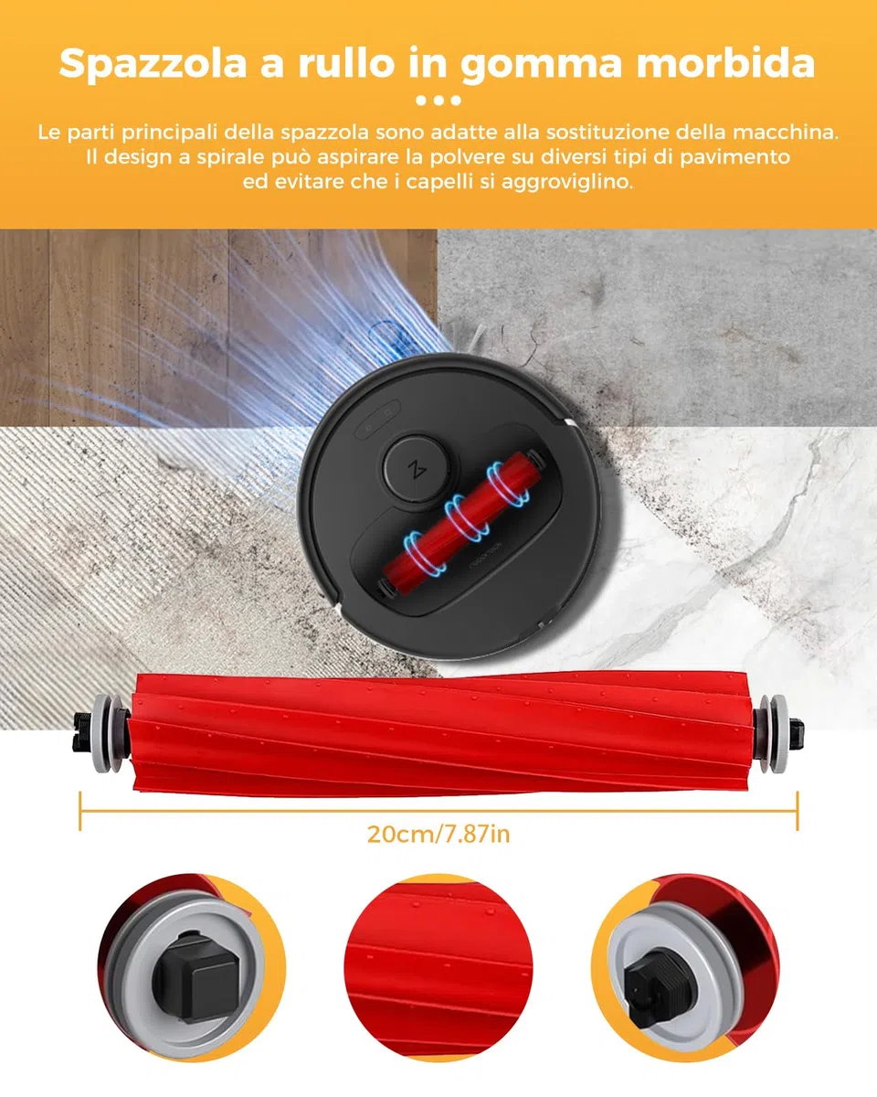 29 pezzi QV35A accessori per Roborock QV 35A/QV 35S/Qrevo S Pro/QR 598/QR 798 aspirapolvere robot. 2 spazzole principali, 6 sacchetti per la polvere, 4 filtri HEPA, 6 spazzole laterali, 8 tamponi
