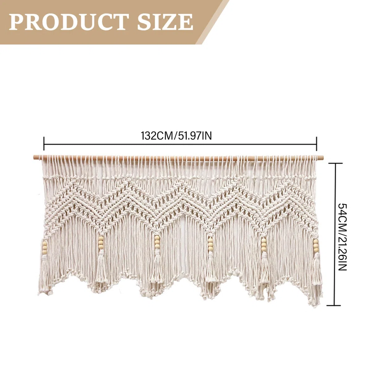 Tende macramè per finestre, mantovana macramè intrecciata in corda di cotone da 52x21 pollici, mantovana corta Boho da appendere alla parete per cucina camera da letto bagno soggiorno porta del balco