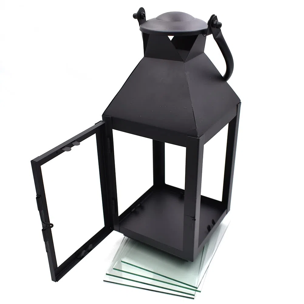 Portacandele Lanterne di Ferro, Stile d'epoca Indoor/Outdoor lampadine a Candela per Decorazioni Casa Cortile/Padiglione/Legno/Giardino/Giardino di tè (26 * 11 cm)