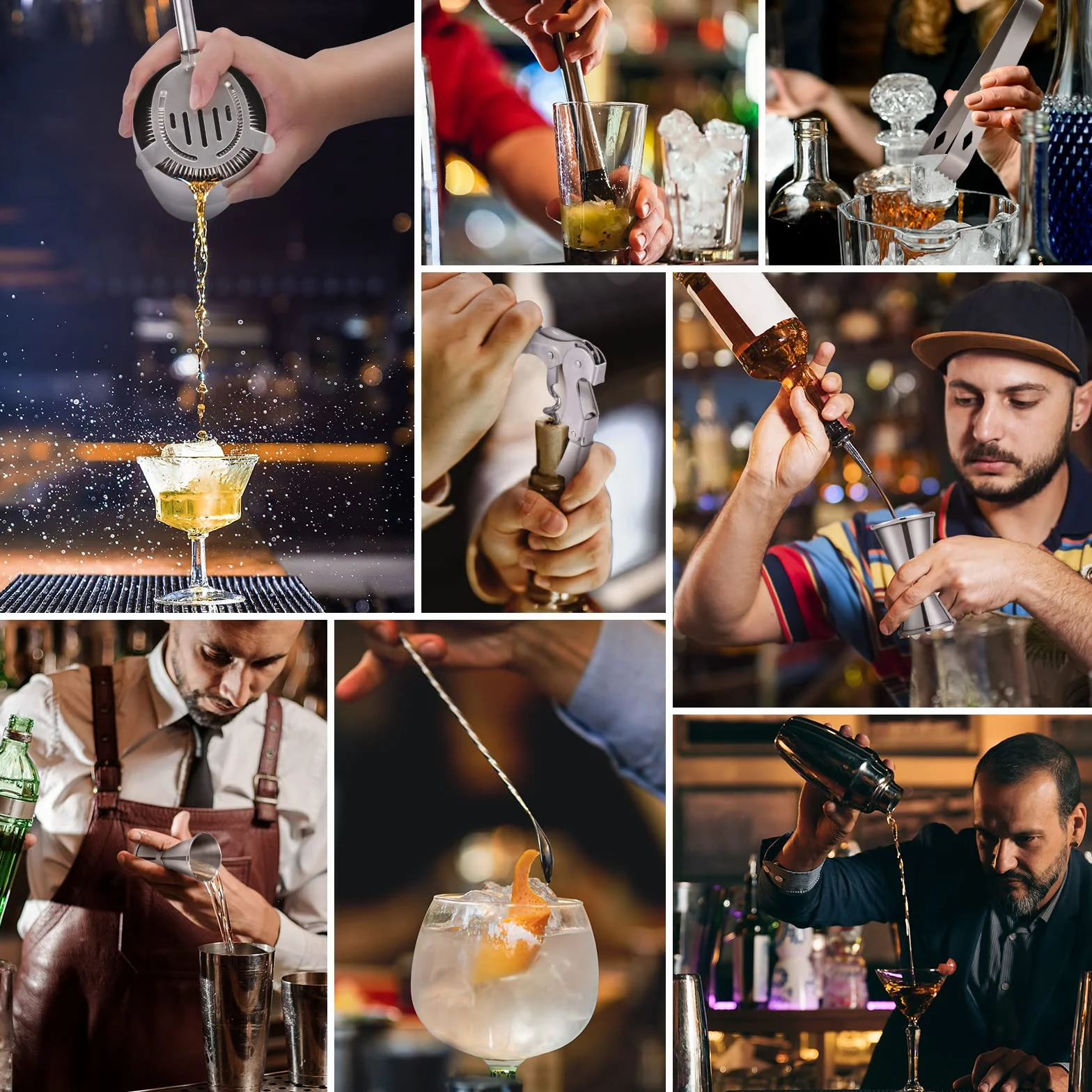Set Cocktail Shaker con Supporto, Kit Barman Professionale da 750 ml da 12 Pezzi per Mescolare Bevande, Regali per Uomini, Papà, Donne, Amanti dei Cocktail, Set da Barista per Feste da Bar a Casa