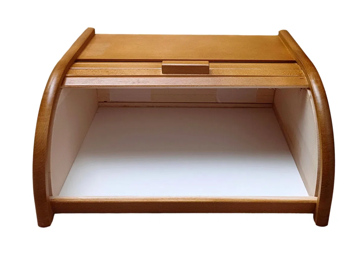 Contenitore per il pane in legno con chiusura a serranda per conservare il pane in cucina, Legno, Brown, small