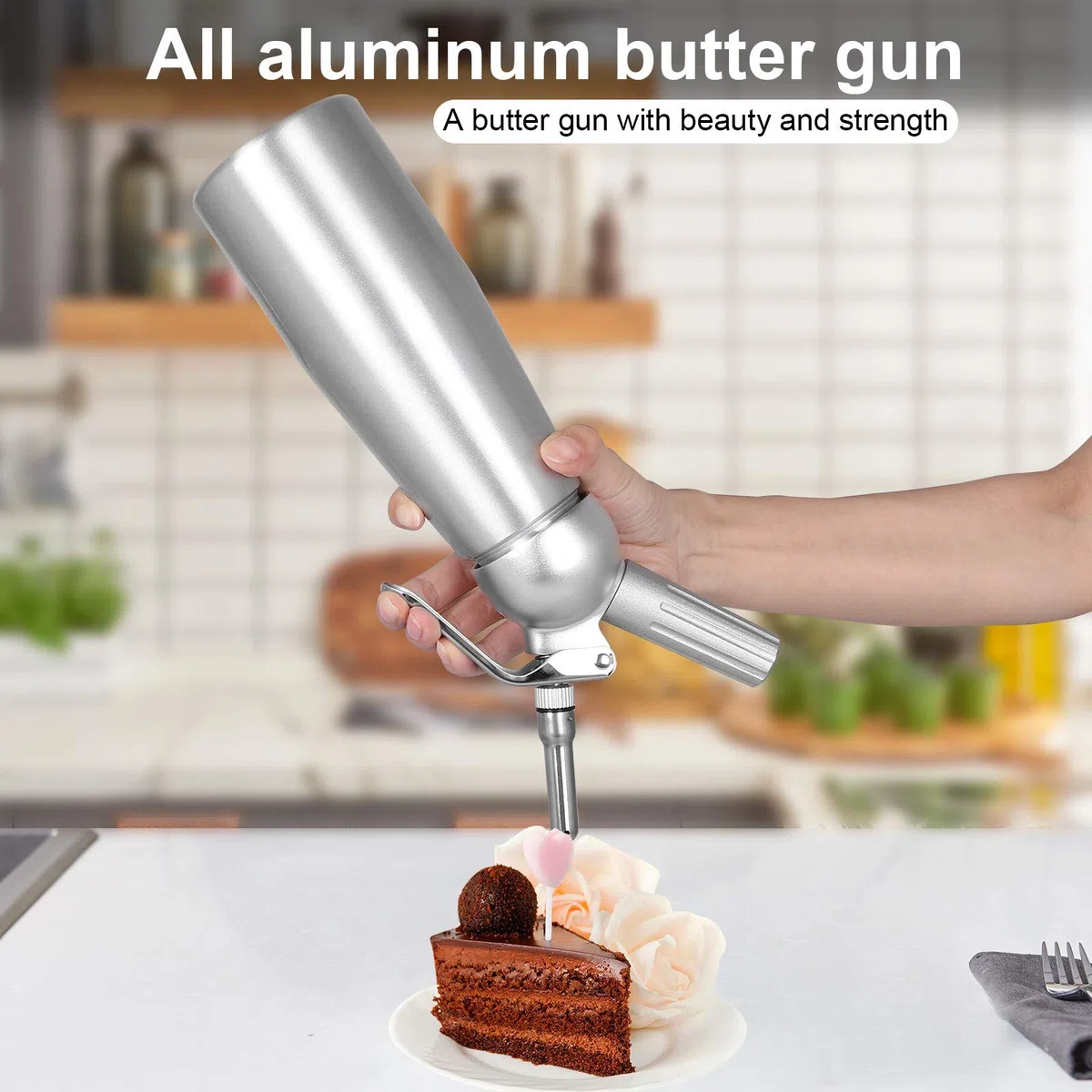 Sifoni Panna Montata 500ML Professionale Sifone per Panna Montata Plus 3 Ugelli Sifone da Cucina per Decorazione in Acciaio inox torte di Compleanno Gelato Formaggio Pasticceria Frullati e Dessert