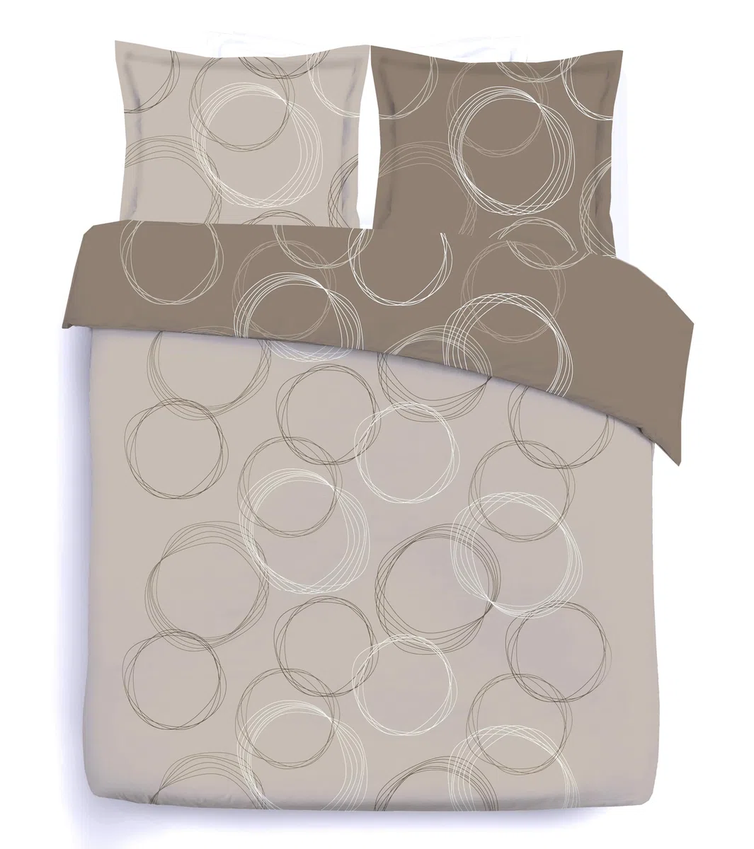 VISION LENNY marrone - 100% cotone - Set Copripiumoni matrimoniale reversibile 260 x 240cm con 2 federe 65 x 65cm per letto matrimoniale maxi - Tessuto morbido e confortevole - Certificato Oeko-Tex