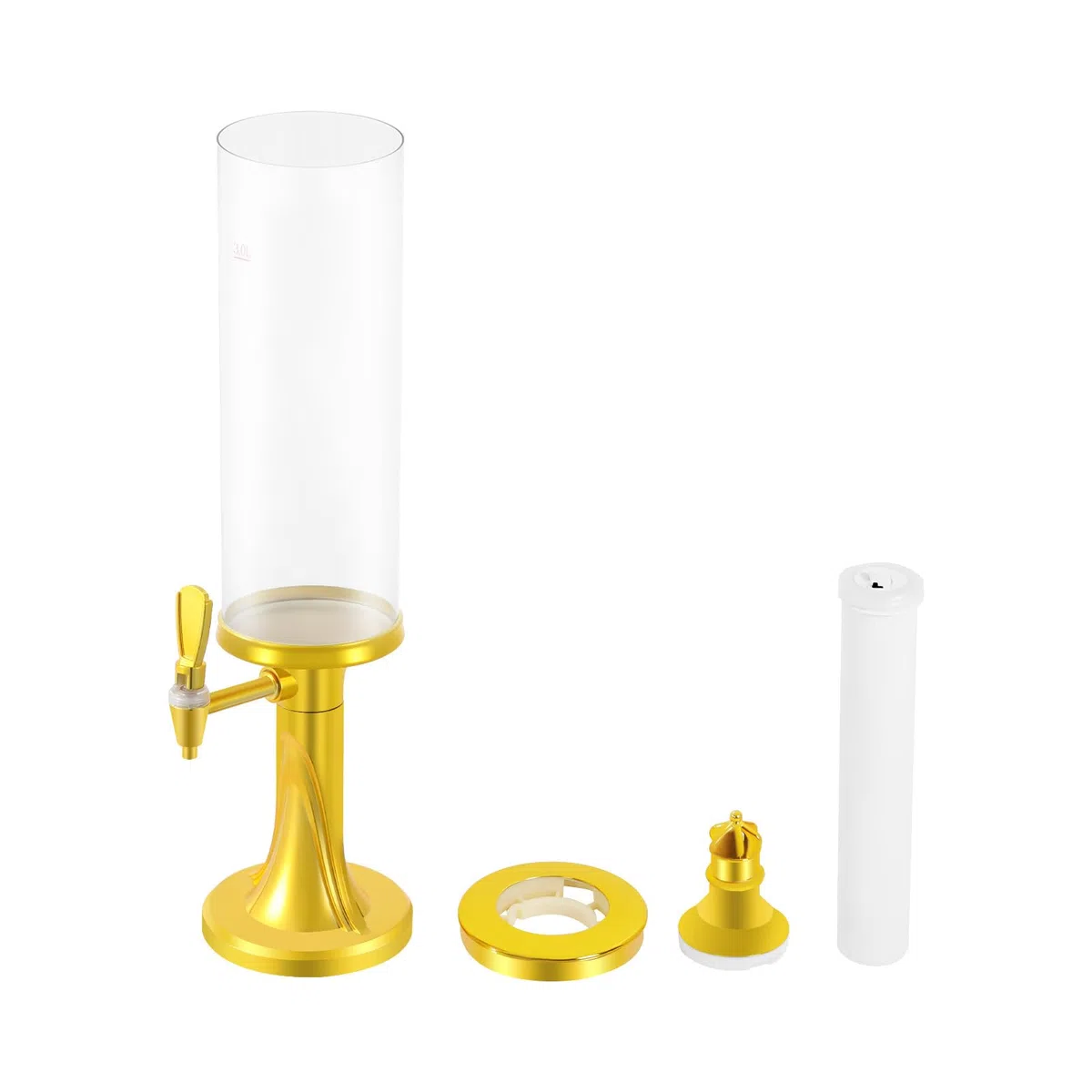 Distributore di birra a torre di birra da 3 l, con illuminazione a LED e colonna di ghiaccio, per bar e feste, trasparente e leggero, 1,15 kg