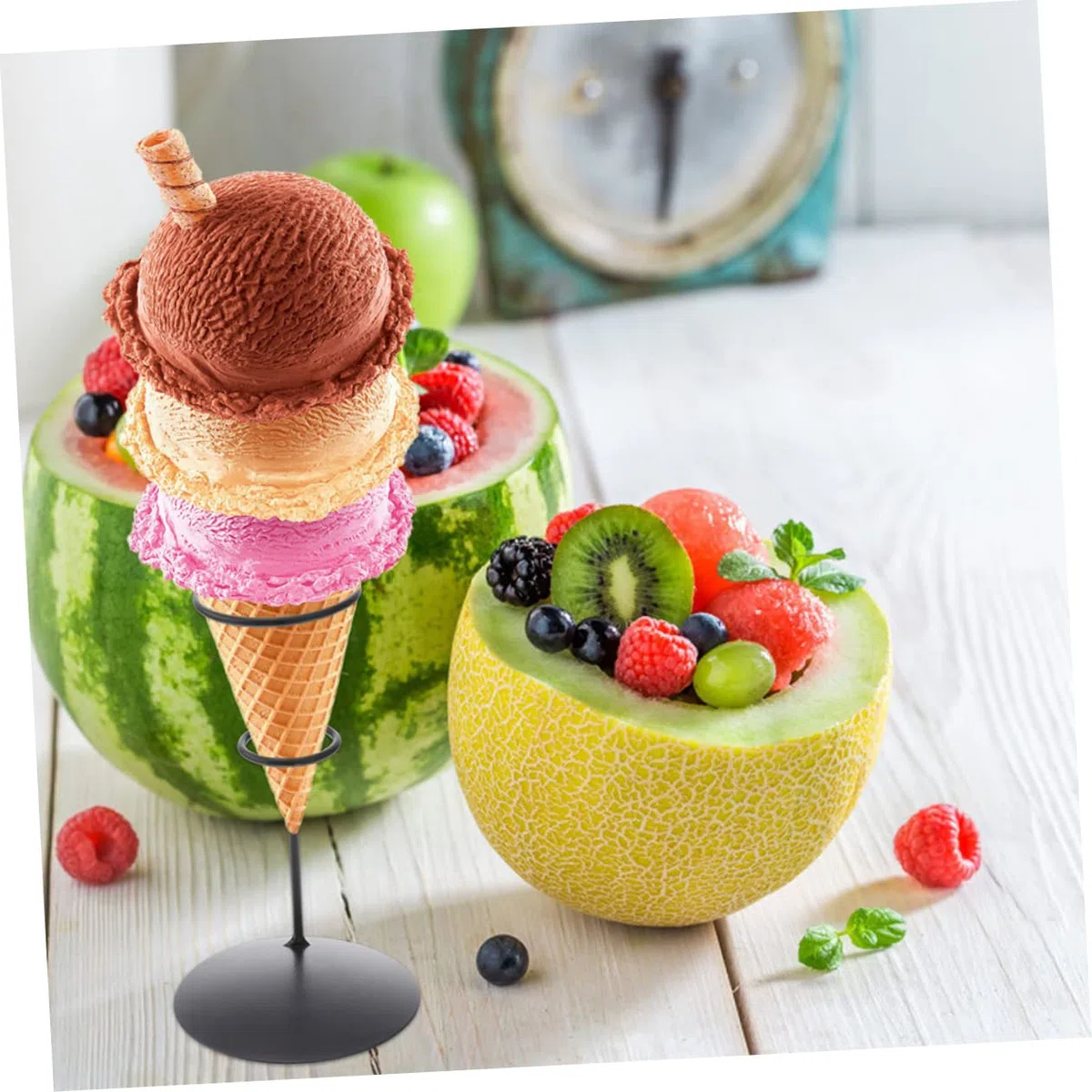 Healeved Porta Gelato Singolo Supporto Cono Gelato in Ferro 6.10X3.35X6.30 Pollici Accessorio Per Dessert Feste Gelaterie Panetterie