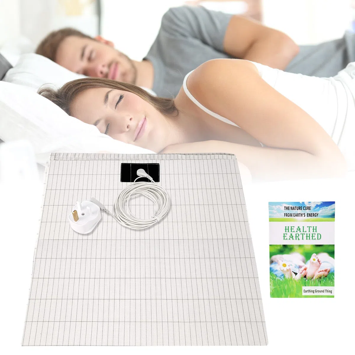 Grounding Well Mat, 68×132cm Grounding Mat Earthing UK Grounding Sheets UK Healthy Earth Energy Mat for Improved Sleep Reduced Anxiety Pain Inflammation Headache Relief Balance