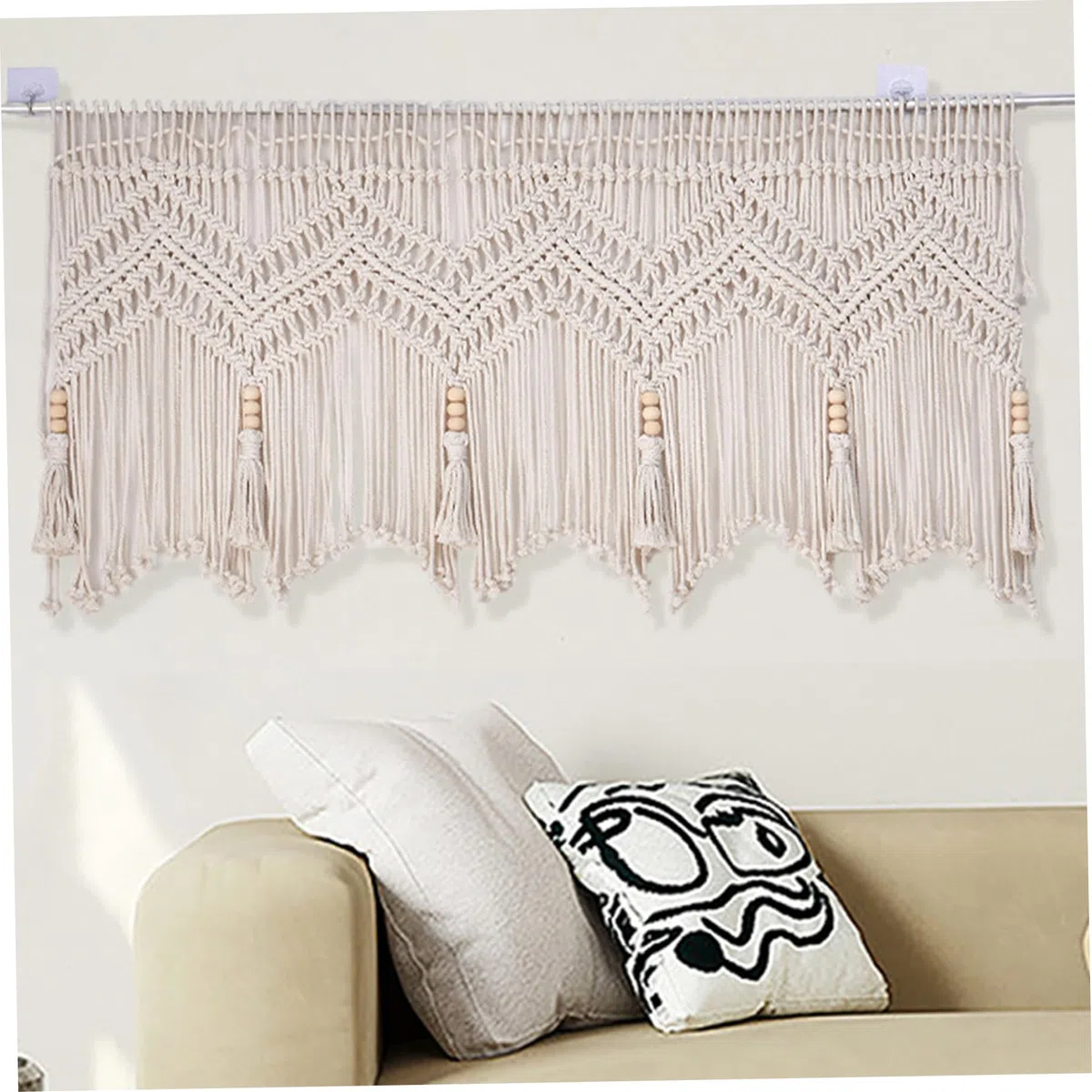 Tende macramè per finestre, mantovana macramè intrecciata in corda di cotone da 52x21 pollici, mantovana corta Boho da appendere alla parete per cucina camera da letto bagno soggiorno porta del balco