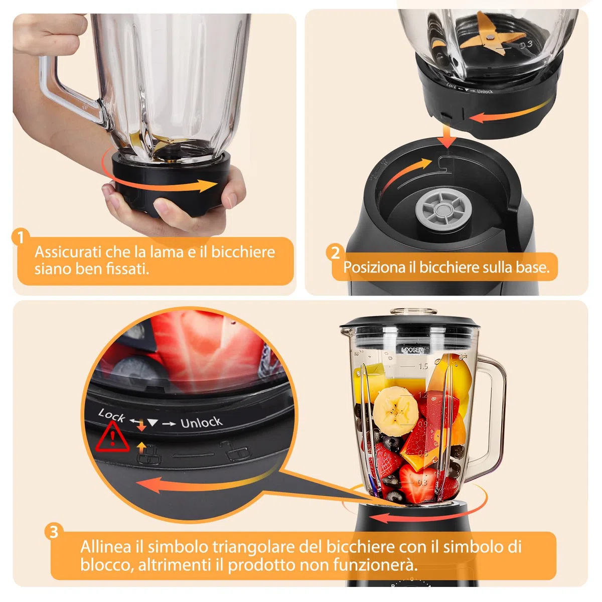 Aigostar Frullatore Elettrico, Frullatore da Tavolo con 1.5L Vaso in Vetro Termoresistente, 4 Lame con Rivestimento in Titanio, 800W, 2 Velocità e Funzione Pulse, per Frullati e Purea，Swift.