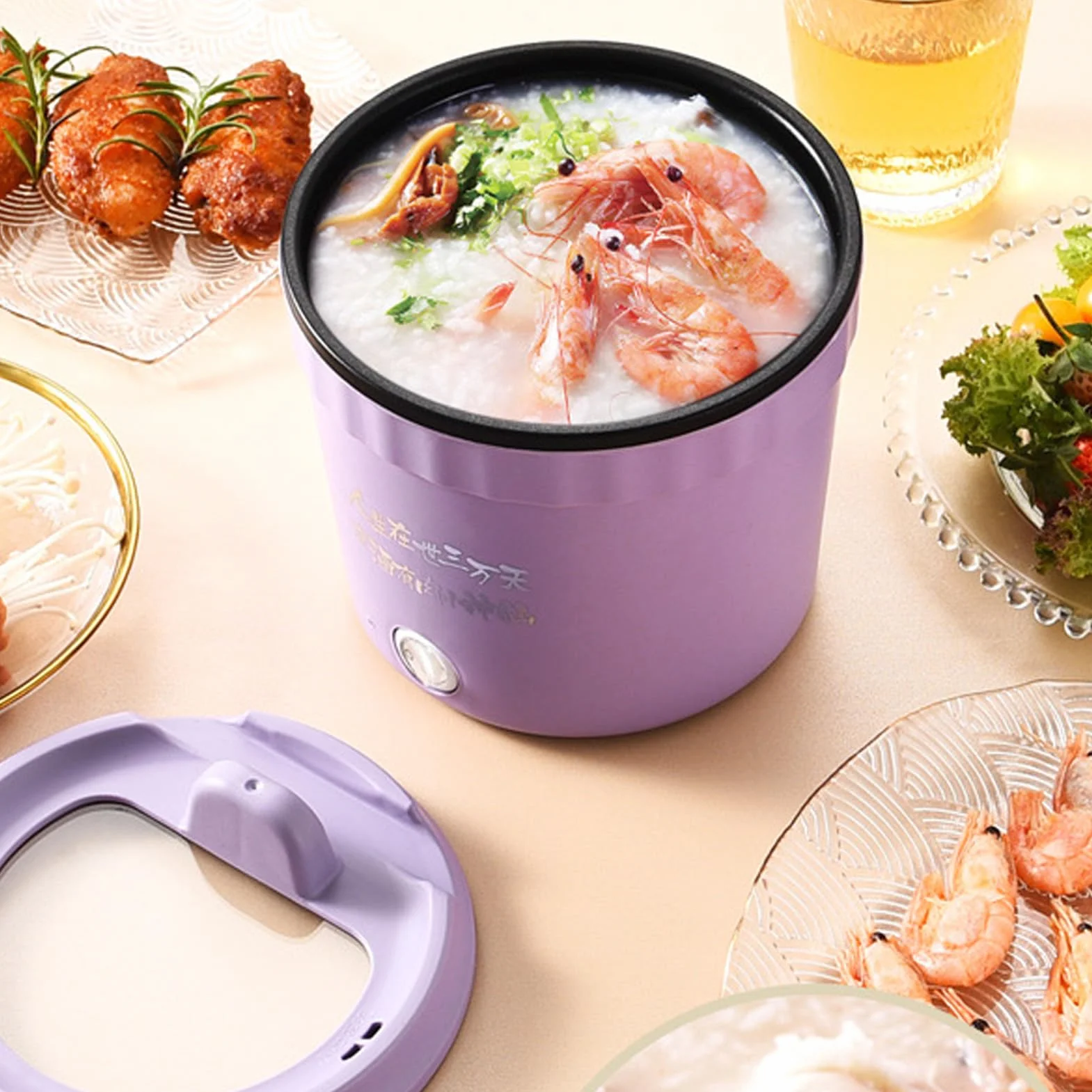 Mini Cuociriso Da 1,2 Litri, Macchina Per Riso Portatile Pentola Per Ramen, Calda Elettrica Multifunzione Pentola Rapida Per Ramen Ravioli Di Pasta (EU)