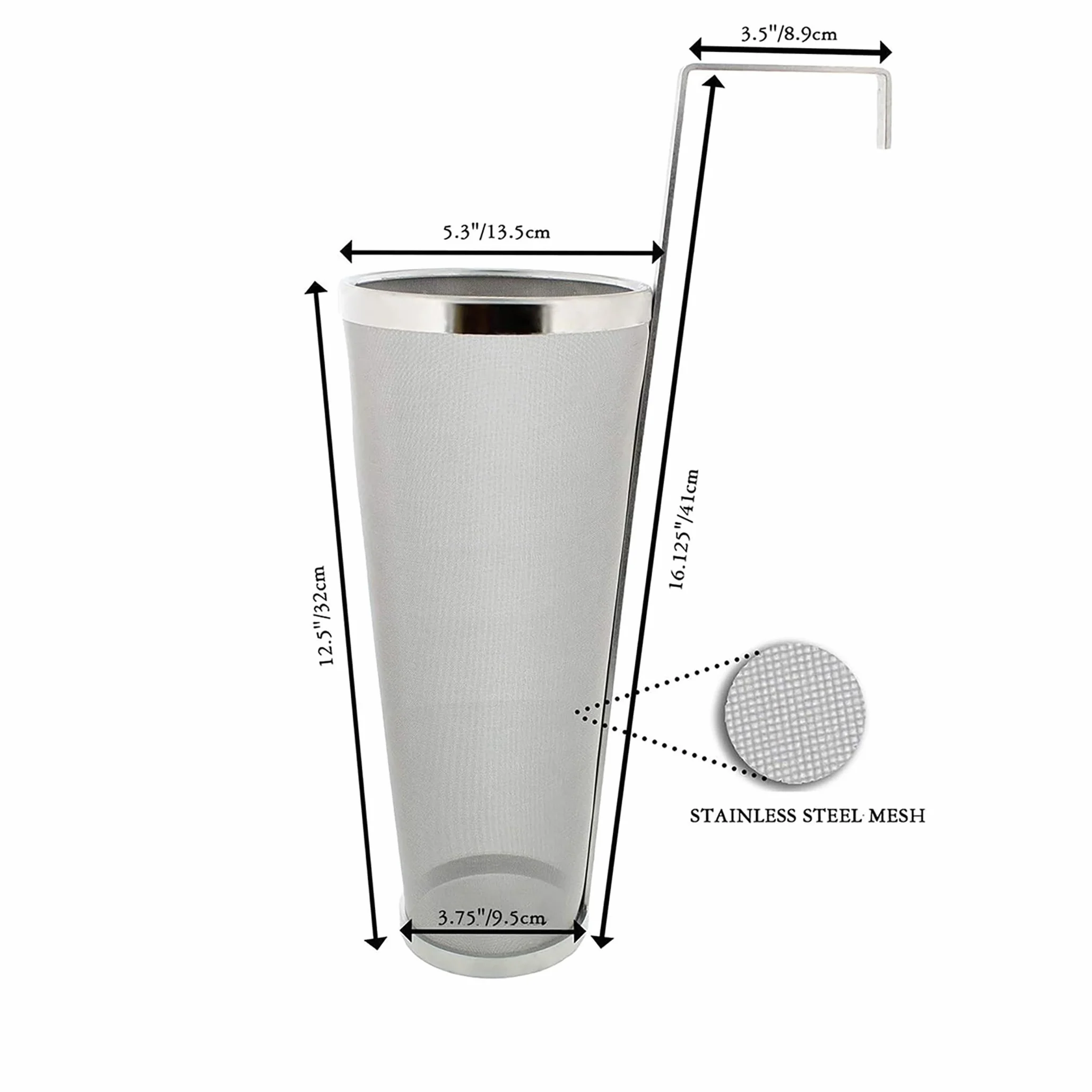Brewing Hopper Spider Strainer, Stainless Steel 1 Gallon 300 Micron Mesh Cartridge Hop Spider Birra Luppolo Filtro Homebrew Luppolo Birra Tea Kettle Filtro per Birre