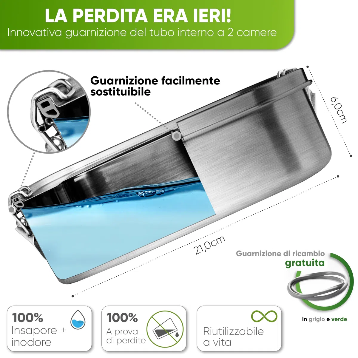 Blockhütte Lunch Box Acciaio Inox con 3 Scomparti Flessibili I 1400ml Contenitore Porta Pranzo acciaio I Bento Box, Portapranzo Ufficio, Schiscetta Pranzo per Adulti, Lunch Box ermetico