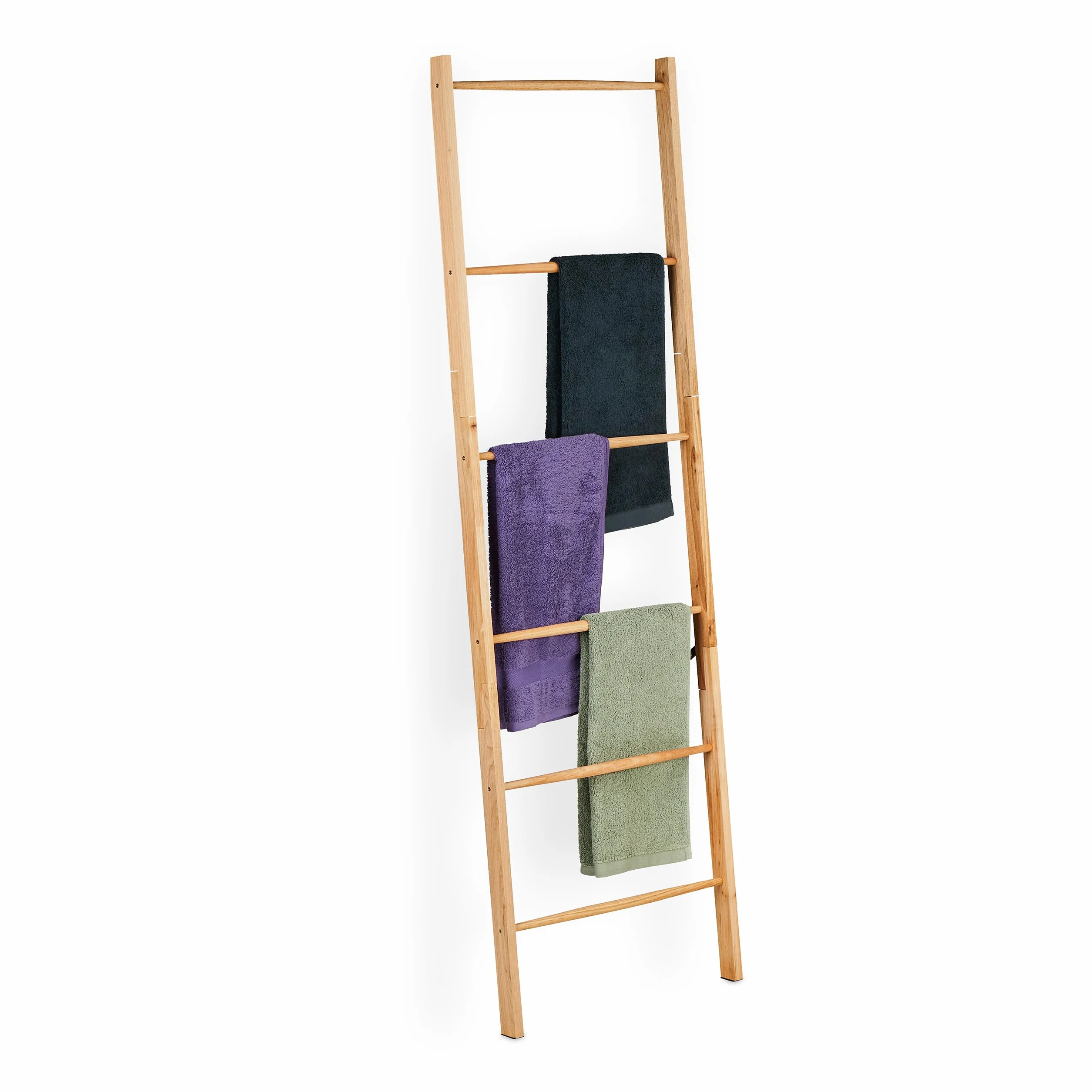 Relaxdays Portasciugamani a Scala, 6 Aste, Scaletta per Asciugamani, da Appoggiare in Bagno, HxL: 170 x 55 cm, Marrone