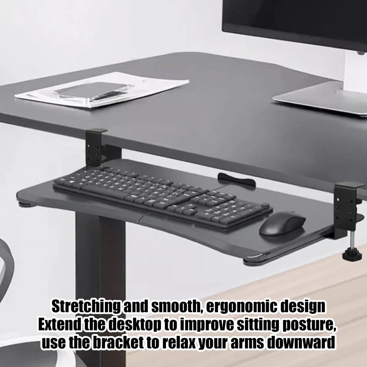 Underdesk Keyboard Drawer, Height Adjustable Keyboard Holder, Slide-Out Keyboard Drawer, Under Desk Keyboard Holder, Adjustable Keyboard Tray, Under Desk Keyboard Shelf, Desk Mounted Keyboard Drawer