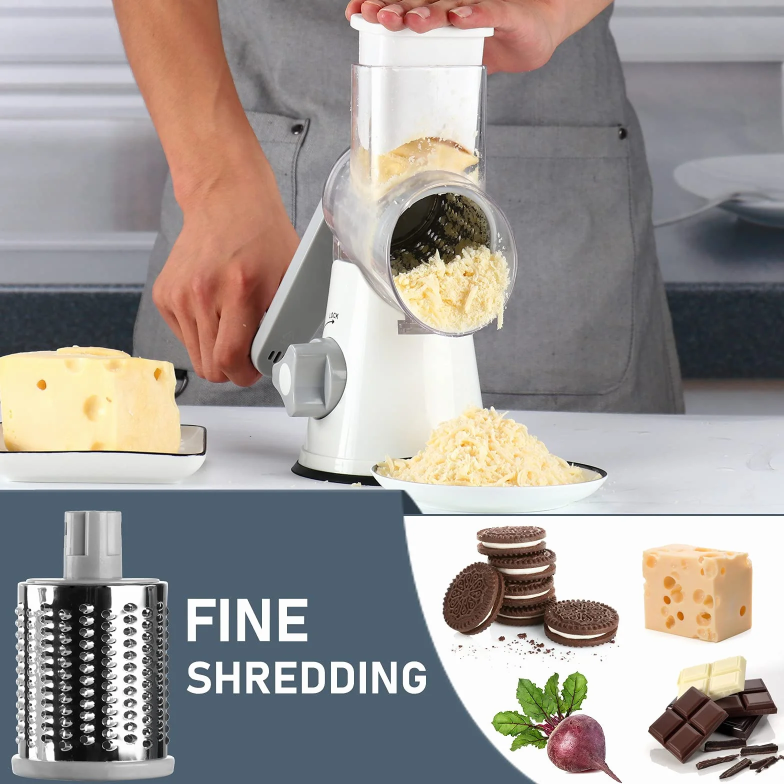 Affetta Verdure Manuale Tagliaverdure Mandolina per Trita Verdure con 3 Lame per Affettare Tagliare e Grattugiare da Cucina Taglia Verdure Grattugia per Verdure Manuale Vegetable Slicer