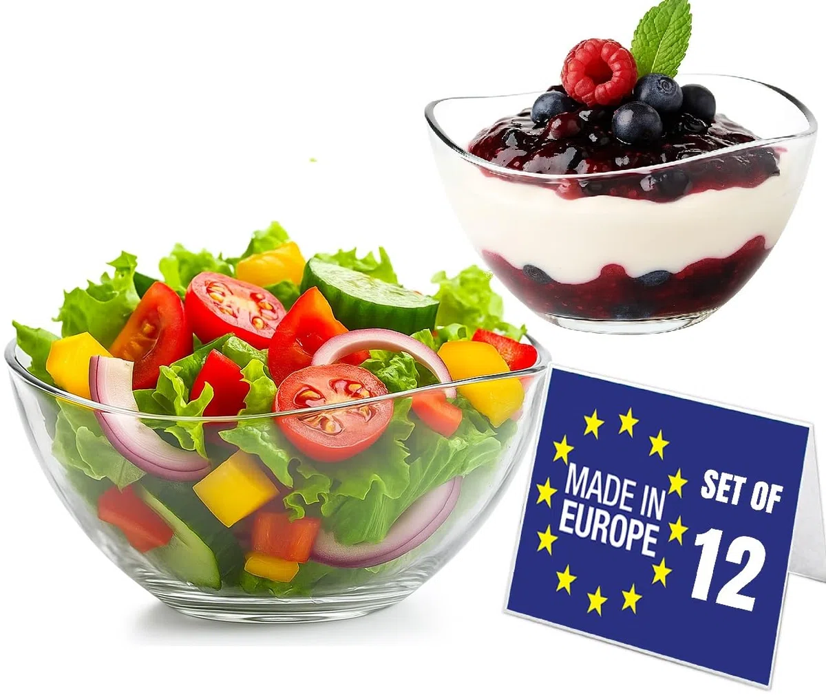 NORDIC SCHILLER Ciotole in Vetro Set 12 310ml Ciotola per Dessert in Vetro SENZA PIOMBO Coppette Gelato, Salse Sundae Caramelle, Ciotole Per Frutta, Insalatiere, Tazza da Dessert