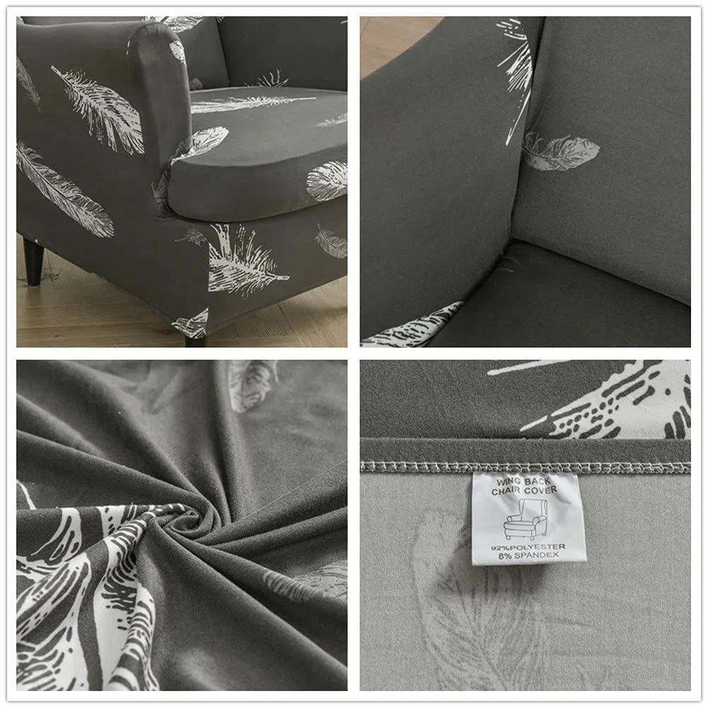 Highdi 2 Pezzi Copripoltrona con Orecchie Elasticizzato, Copridivano da 1 Posto con Fodera per Cuscino, Lavabile Rimovibile per Bar Soggiorno Camera da Letto Reception (piuma bianca)
