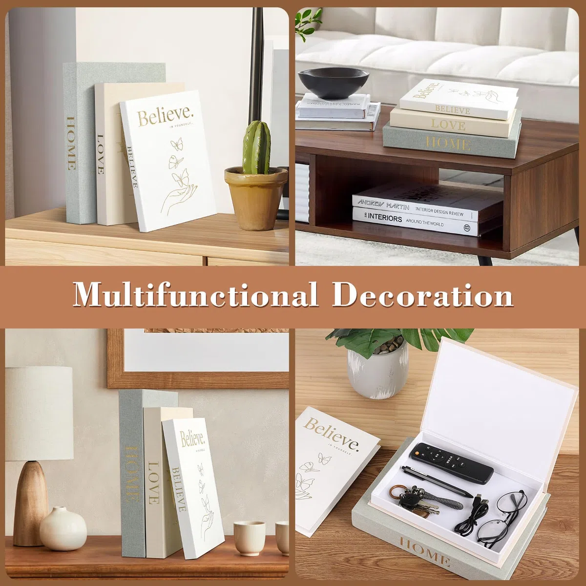 3 pezzi Libri Decorativi Libri Decorativi Arredamento con Magnetica Libri Finti Decorativi per Arredamento Moderno Libreria Café Hotel
