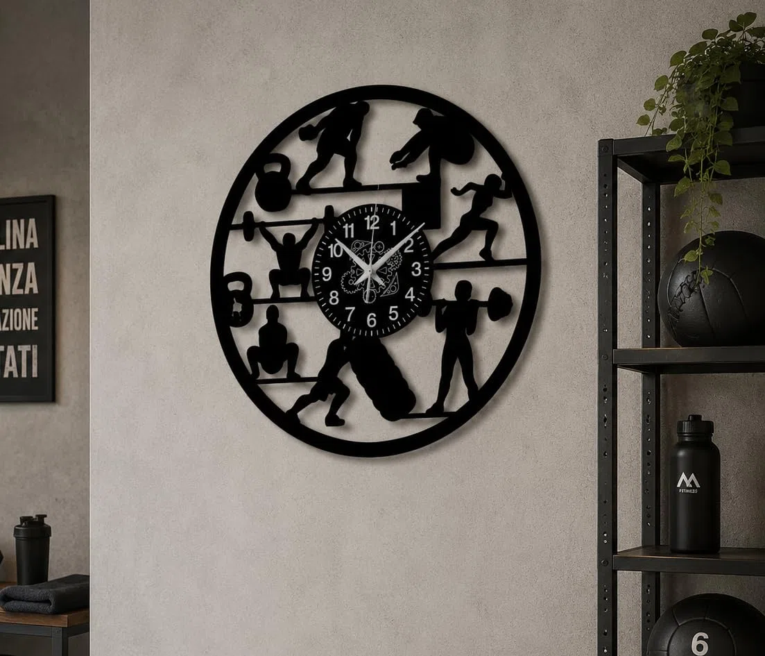 Orologio da Parete Palestra | Design Fitness Gym | Idea Regalo per Appassionati di Sport