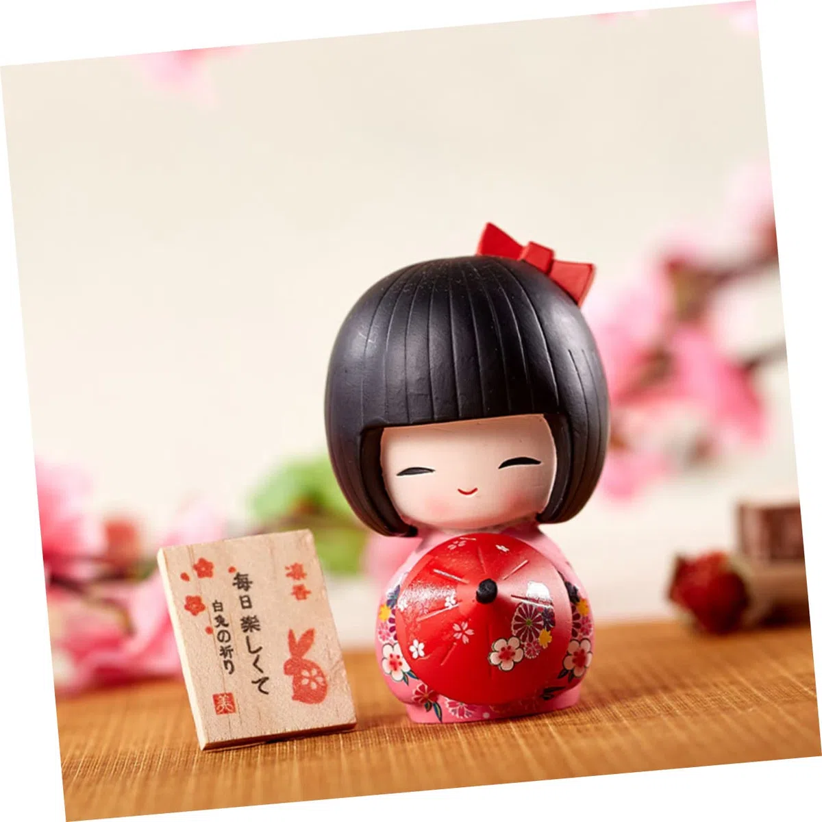 Artibetter 2Pcs Bambole In Miniatura Decorazione Auto Kimono Giapponese Artigianato Giapponese Statua Ombrello Giapponese Giapponese Kokeshi Bambola Casa Decorazione Giapponese Regalo Di