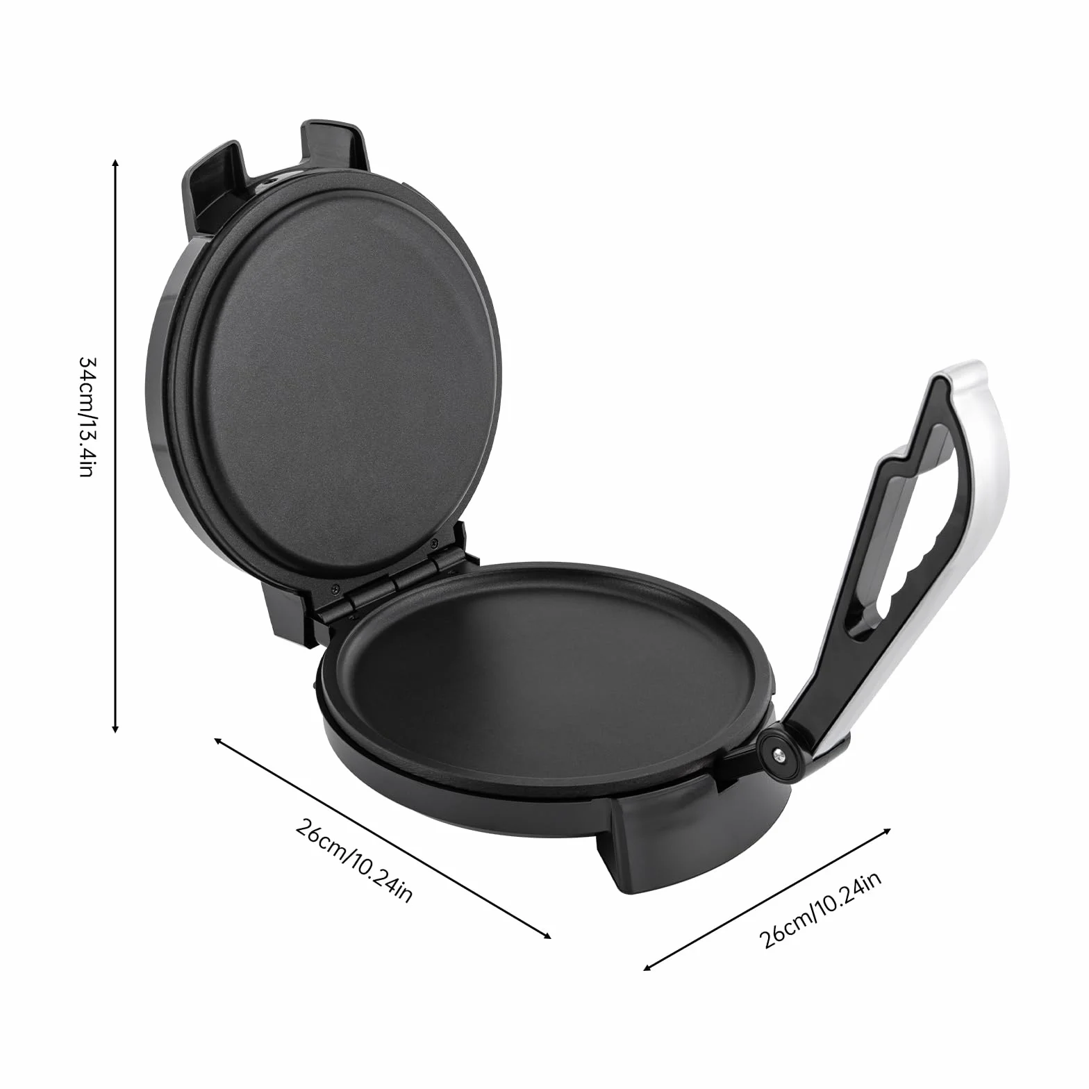 Roti Maker, 1200 W, riscaldamento elettrico a doppio lato in acciaio inox Tortilla Maker, pressa per farina di mais, rivestimento antiaderente, regolazione della temperatura, per tortillas,